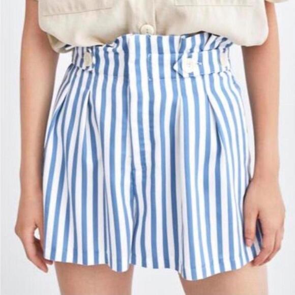 Zara l Striped Pleated Shorts XL - Picture 10 of 10
